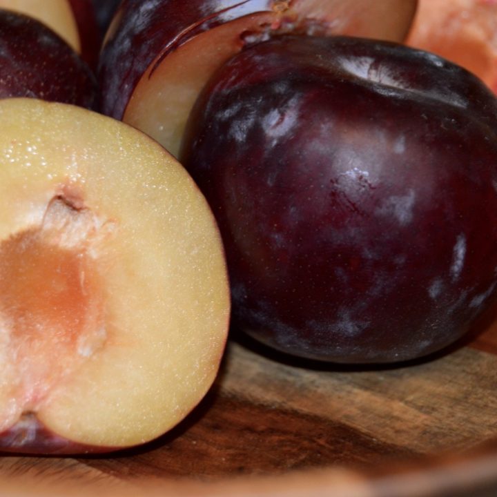 Crostini, Blue Cheese, Plum, and Mint